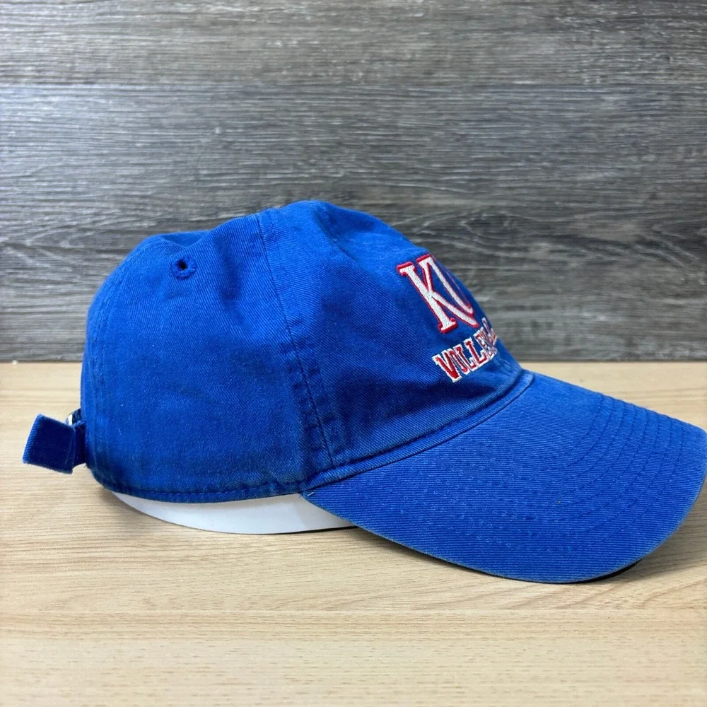 Kansas Jayhawks Hat Cap Strap Back‎ Blue Adidas Volleyball Adjustable